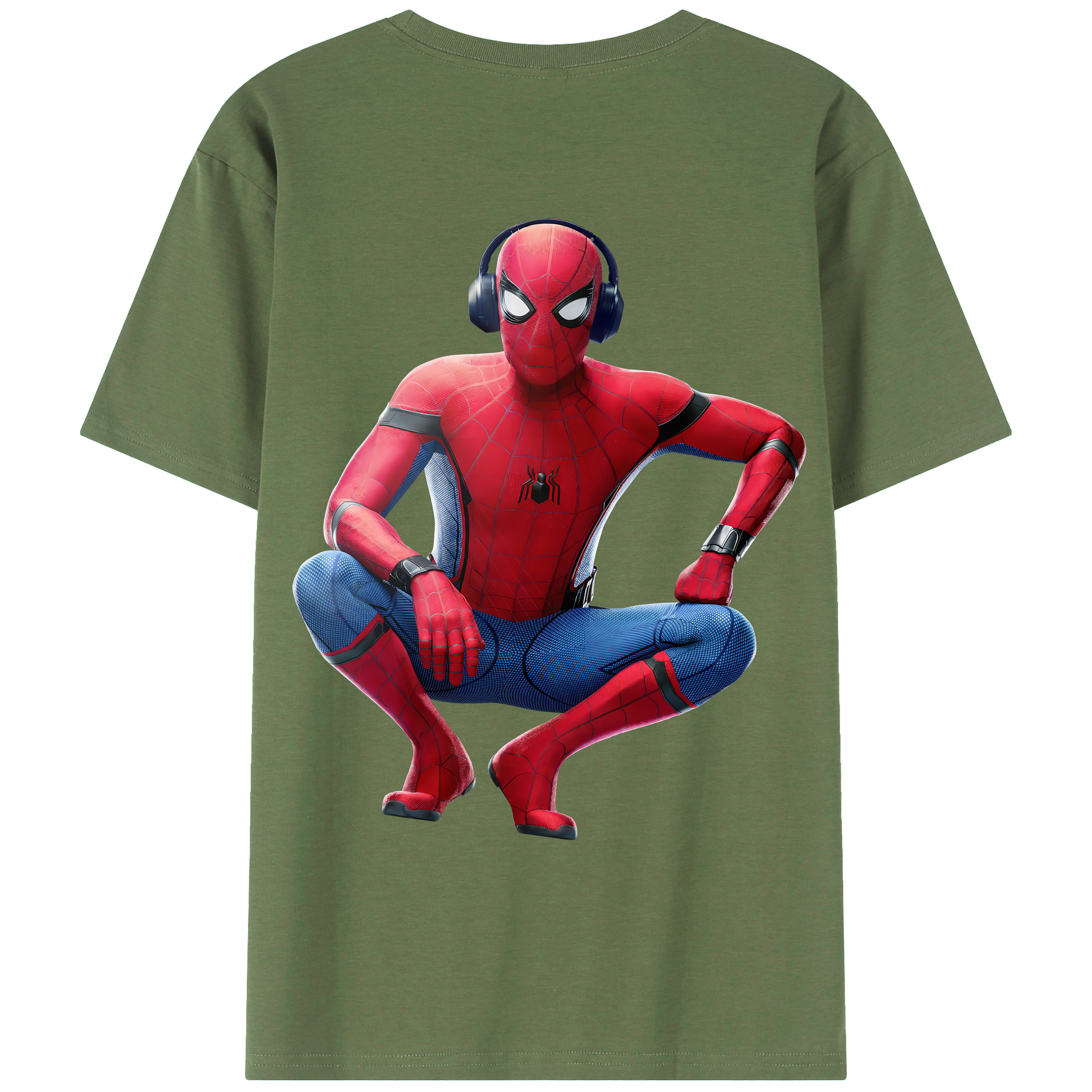 （画像用） Spider Man スパイダーマン 綿100％ メンズ半袖Tシャツ（バックプリント） 通気性